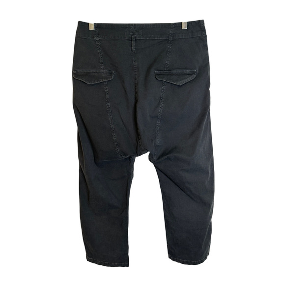 Nili Lotan 10 Paris Pants $345 Drop Crotch Cotton Crop Slouchy Washed Black Blue - Picture 5 of 5